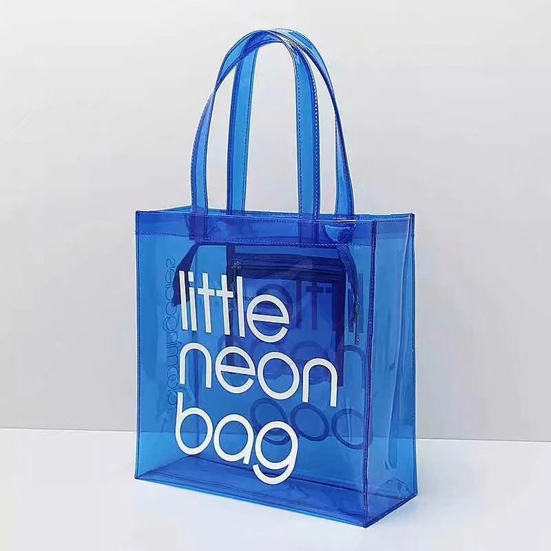 PVC袋蓝色公司礼品袋透明手提袋可制作logo
